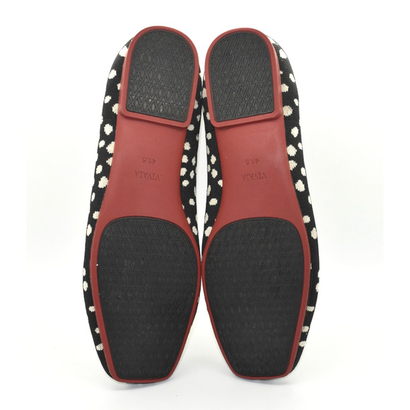 B2 Auth VIVAIA Margot 2 Black & White Abstract Dots V-Cut Flats Size US 10 $129 - Picture 5 of 6